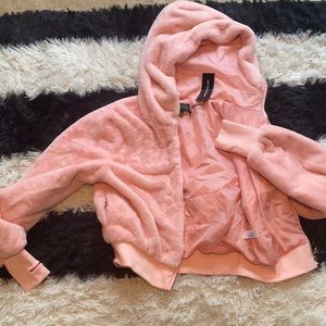 Club Exx faux fur cropped pink jacket